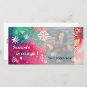 SNOWFLAKES roze, fuchsie, groen, wit Feestdagenkaart (Voorkant / Achterkant)