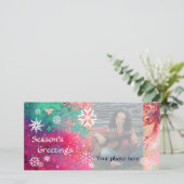 SNOWFLAKES roze, fuchsie, groen, wit Feestdagenkaart (Staand voorkant)