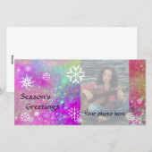 SNOWFLAKES, roze, fuchsie, violet, paars, wit Feestdagenkaart (Voorkant / Achterkant)