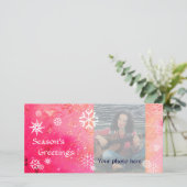 SNOWFLAKES, roze, fuchsie, wit Feestdagenkaart (Staand voorkant)