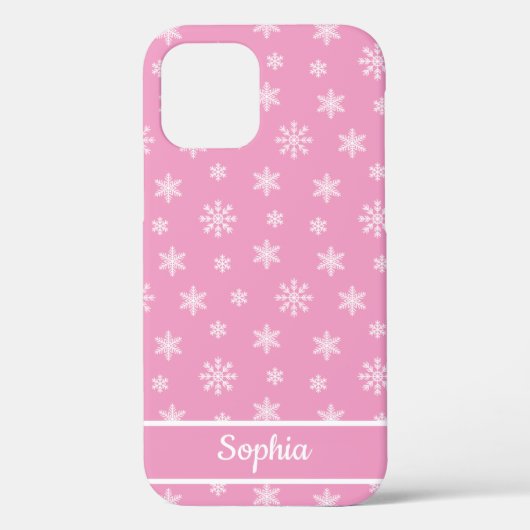 Snowflakes Roze gepersonaliseerde naam Case-Mate iPhone Case (Achterkant)