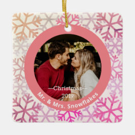 Snowflakes Roze kerstversiering foto's Keramisch Ornament