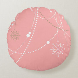 Snowflakes roze midden eeuw elegante winter schatt rond kussen