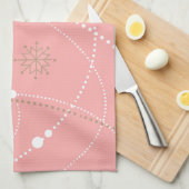 Snowflakes roze midden eeuw elegante winter schatt theedoek (Quarter Fold)