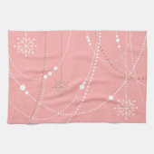 Snowflakes roze midden eeuw elegante winter schatt theedoek (Horizontaal)