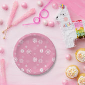 Snowflakes Roze Papieren Bordje (Feest)