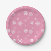 Snowflakes Roze Papieren Bordje (Voorkant)