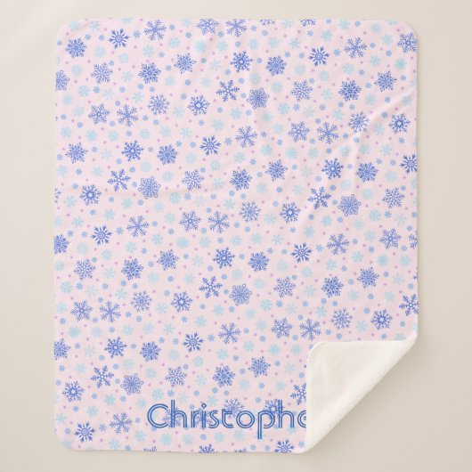 Snowflakes Roze Pastel Roze Elegant Aangepaste naa Sherpa Deken (Voorkant)