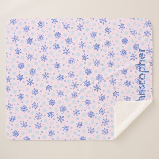 Snowflakes Roze Pastel Roze Elegant Aangepaste naa Sherpa Deken (Voorkant (horizontaal))