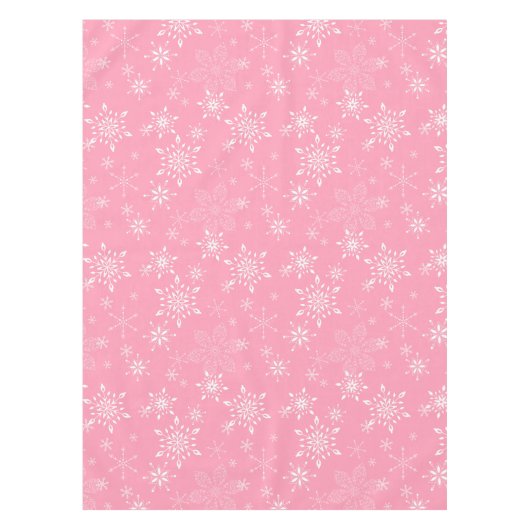Snowflakes Roze Tafelkleed (Voorkant)