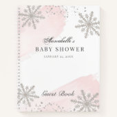 Snowflakes Roze Waterverf Baby shower Guest Book Notitieboek (Voorkant)