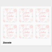 Snowflakes Roze & Zilver Glitter kerstcadeaus Vierkante Sticker (Vel)