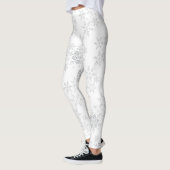 Snowflakes Silver Glitter Winter of Kerstmis Leggings (Links)
