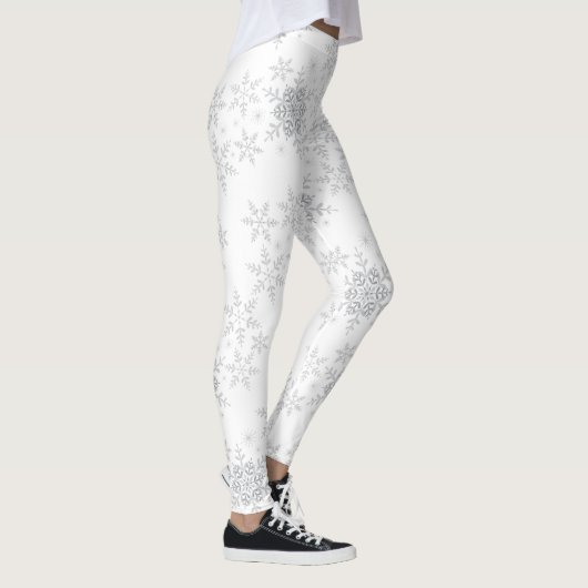 Snowflakes Silver Glitter Winter of Kerstmis Leggings (Rechts)