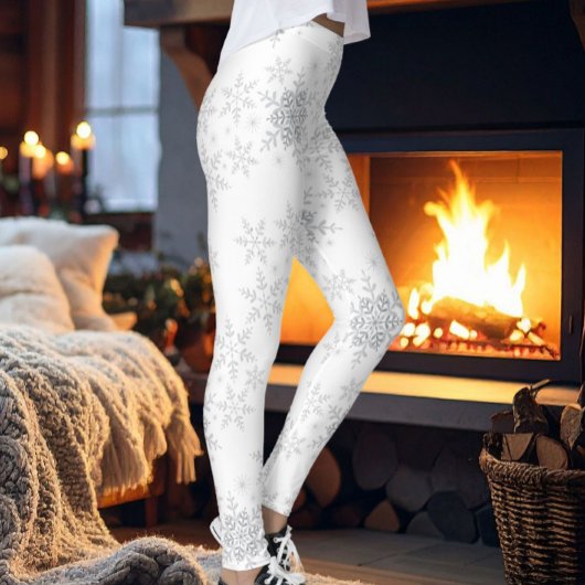 Snowflakes Silver Glitter Winter of Kerstmis Leggings