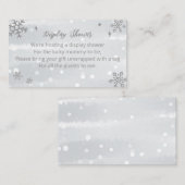 Snowflakes Silver Grey Baby shower Display Shower Informatiekaartje (Voorkant / Achterkant)