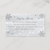 Snowflakes Silver Grey Baby shower Display Shower Informatiekaartje (Voorkant)