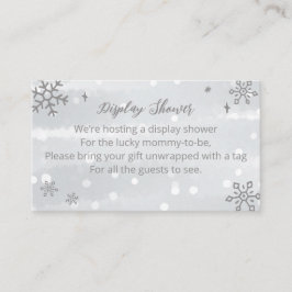 Snowflakes Silver Grey Baby shower Display Shower Informatiekaartje