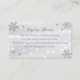 Snowflakes Silver Grey Baby shower Display Shower Informatiekaartje