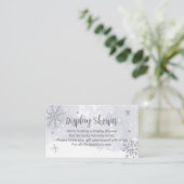 Snowflakes Silver Grey Baby shower Display Shower Informatiekaartje (Staand voorkant)