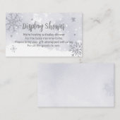 Snowflakes Silver Grey Baby shower Display Shower Informatiekaartje (Voorkant / Achterkant)