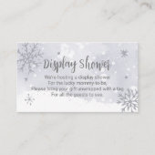 Snowflakes Silver Grey Baby shower Display Shower Informatiekaartje (Voorkant)