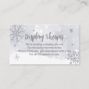 Snowflakes Silver Grey Baby shower Display Shower Informatiekaartje
