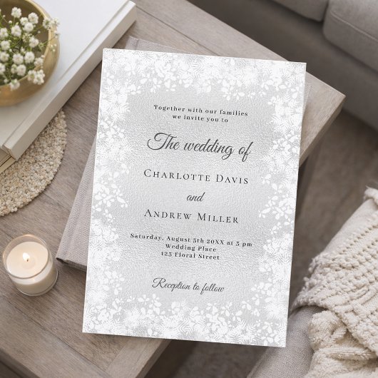 Snowflakes silver winter wedding kaart