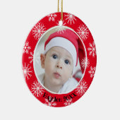 Snowflakes Single Photo Persoonlijk kerstfeest Keramisch Ornament (Rechts)