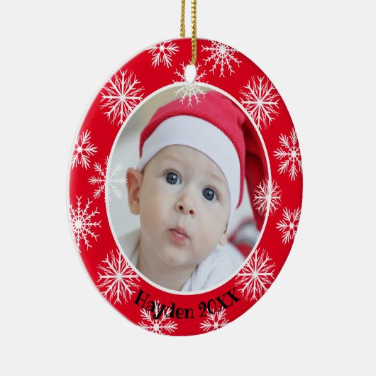 Snowflakes Single Photo Persoonlijk kerstfeest Keramisch Ornament (Rechts)