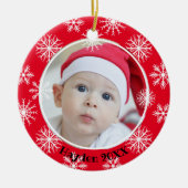 Snowflakes Single Photo Persoonlijk kerstfeest Keramisch Ornament (Voorkant)