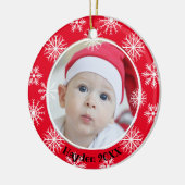 Snowflakes Single Photo Persoonlijk kerstfeest Keramisch Ornament (Links)