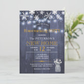 Snowflakes snaarlicht winterpartij kaart (Staand voorkant)