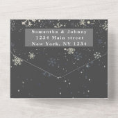 Snowflakes Sneeuwgrijze winterWonderland Weddensch All In One Uitnodiging (Achterkant)