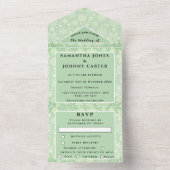 Snowflakes Sneeuwgroene winter Wonderland Weddensc All In One Uitnodiging (Binnen)