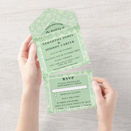 Snowflakes Sneeuwgroene winter Wonderland Weddensc All In One Uitnodiging