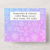 Snowflakes Sneeuwroze Winter Wonderland Weddenscha All In One Uitnodiging (Achterkant)