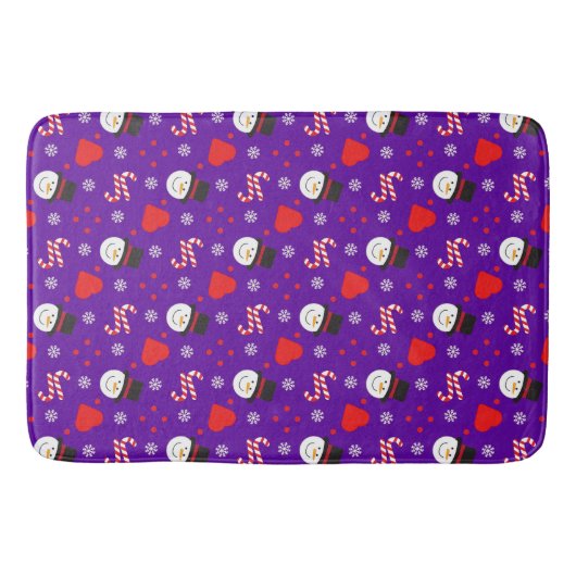 Snowflakes Snowman Candy Canes Blue Background Badmat (Voorkant)