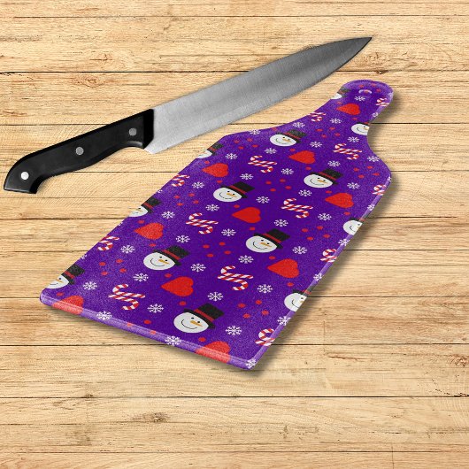 Snowflakes Snowman Candy Canes Blue Background Snijplank