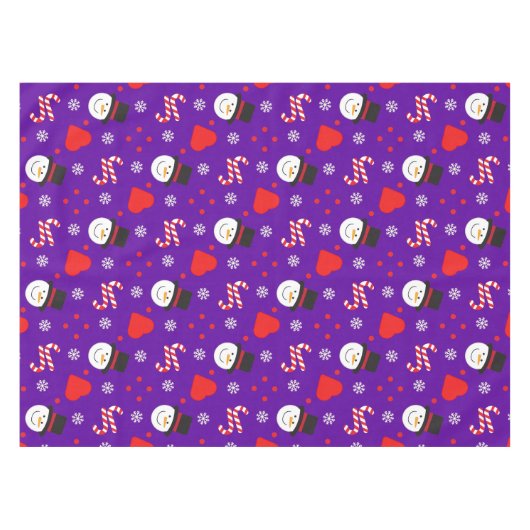 Snowflakes Snowman Candy Canes Blue Background Tafelkleed (Voorkant (Horizontaal))