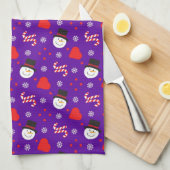 Snowflakes Snowman Candy Canes Blue Background Theedoek (Quarter Fold)