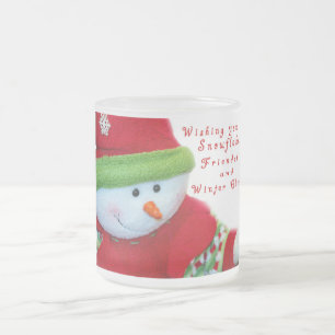 Snowflakes & Snowman met Citaat Matglas Koffiemok