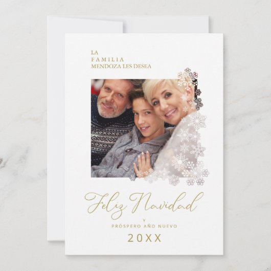 Snowflakes Spanish Modern Elegant Chic Kerstmis Feestdagenkaart (Voorkant)