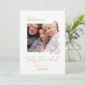 Snowflakes Spanish Modern Elegant Chic Kerstmis Feestdagenkaart (Staand voorkant)