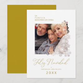 Snowflakes Spanish Modern Elegant Chic Kerstmis Feestdagenkaart