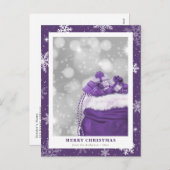 Snowflakes Sparkly Paarse kerst Feestdagenkaart (Voorkant / Achterkant)
