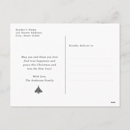 Snowflakes Sparkly Paarse kerst Feestdagenkaart (Achterkant)