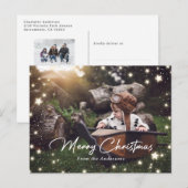 Snowflakes Stars Merry Kerstmis 2 Foto Briefkaarte Feestdagenkaart (Voorkant / Achterkant)