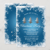 Snowflakes, sterren, Pine Tree Blue-kerstparty Kaart (Voorkant / Achterkant)