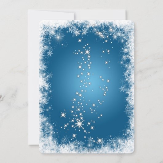 Snowflakes, sterren, Pine Tree Blue-kerstparty Kaart (Achterkant)